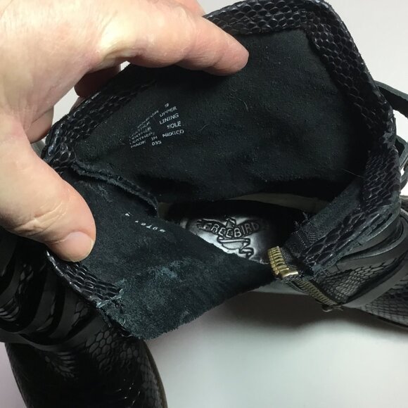 Freebird Baker Boots Black Leather Snakeskin Women's Size 9 Shoes Zip Biker - Picture 9 of 11